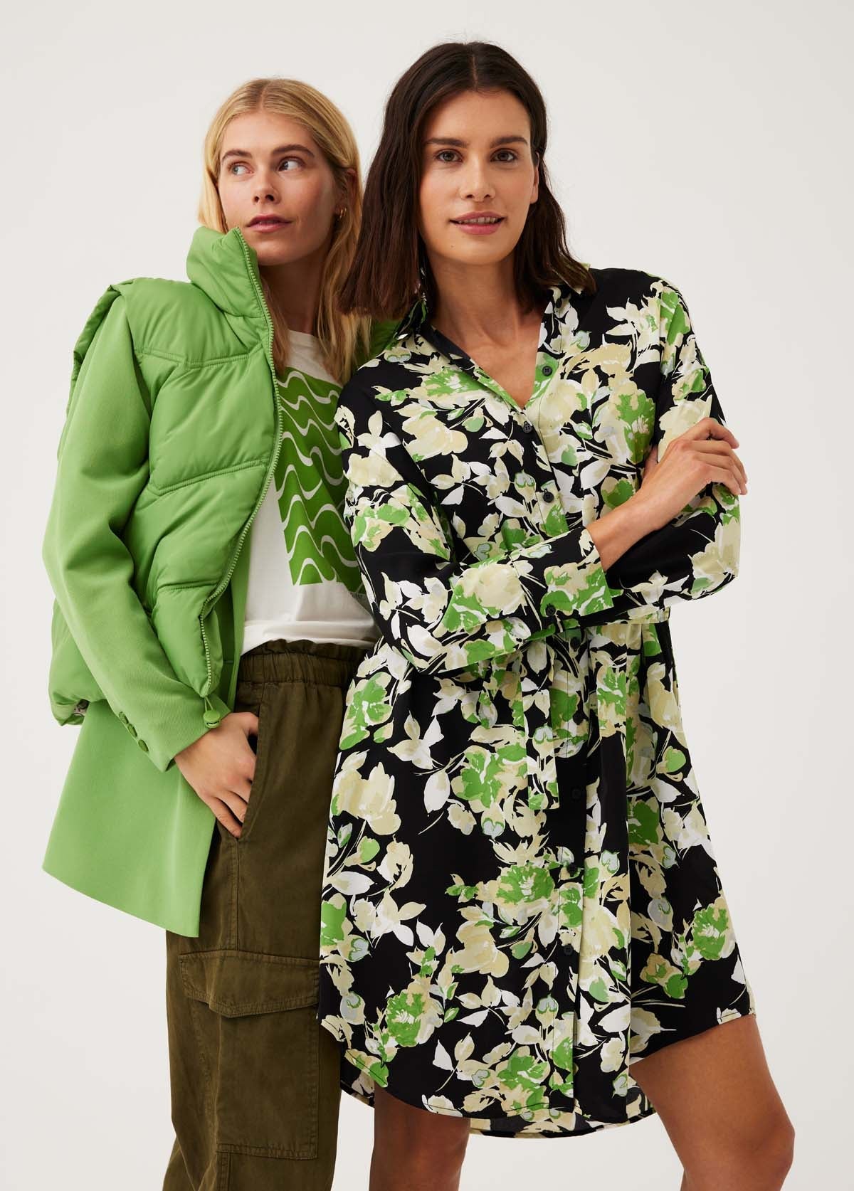 Freequent - Jurk Mison Black With Piquant Green Flowers - Luxedy