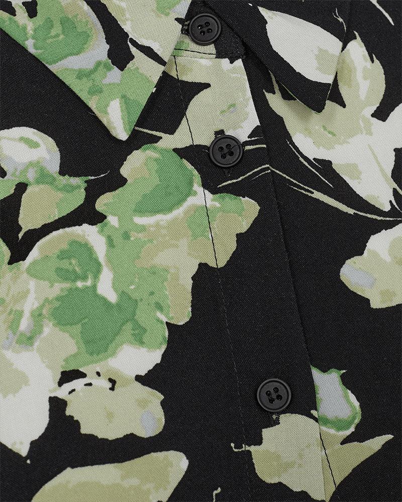 Freequent - Jurk Mison Black With Piquant Green Flowers - Luxedy