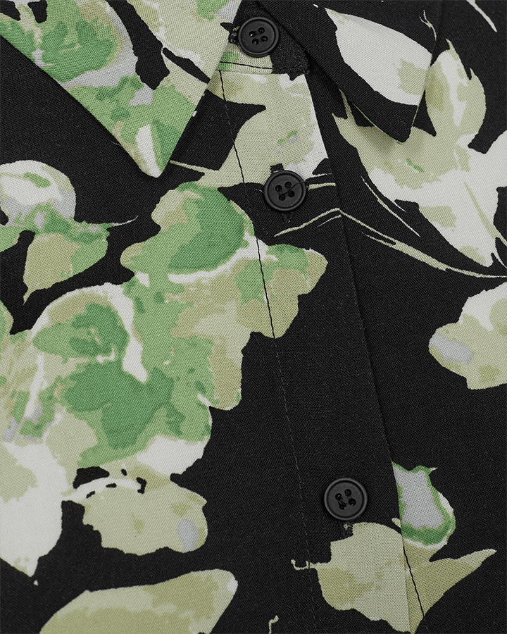 Freequent - Jurk Mison Black With Piquant Green Flowers - Luxedy
