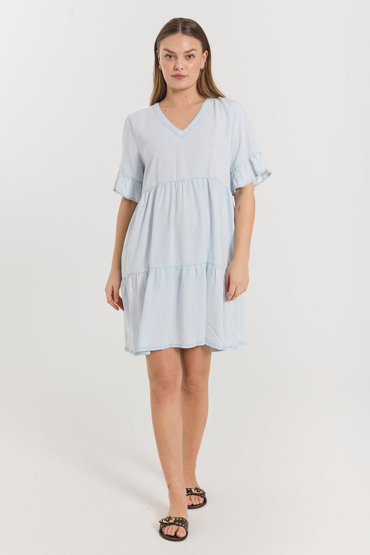 Freequent - Jurk Renna Light Blue Denim - Luxedy