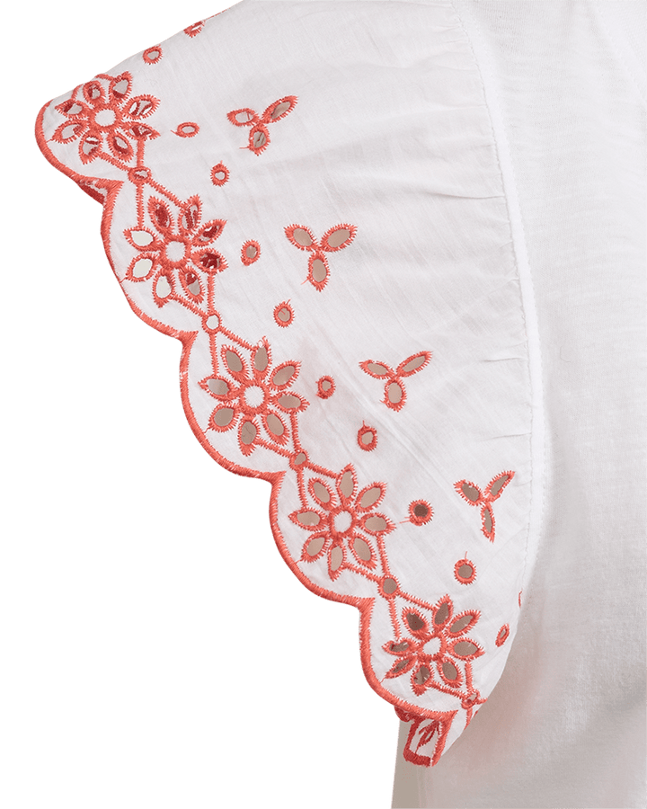 Freequent - T-Shirt Azing Brilliant White & Hot Coral - Luxedy