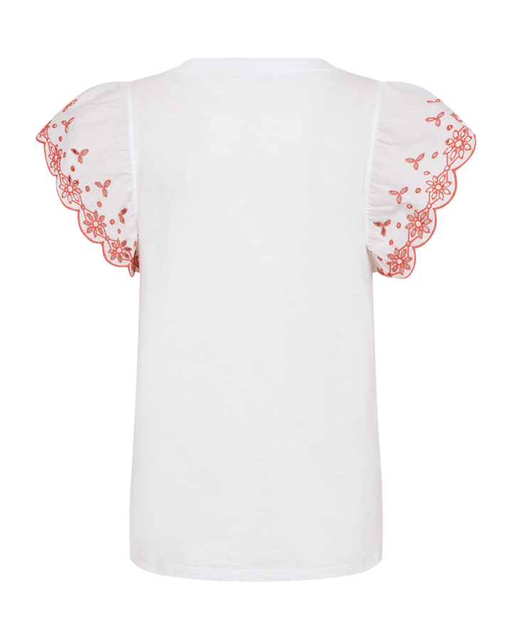Freequent - T-Shirt Azing Brilliant White & Hot Coral - Luxedy