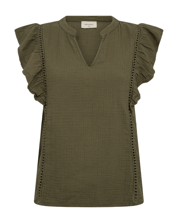 Freequent - T-Shirt Uline Deep Lichen Green - Luxedy
