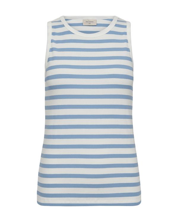 Freequent - Top Effy Off White & Chambray Blue - Luxedy