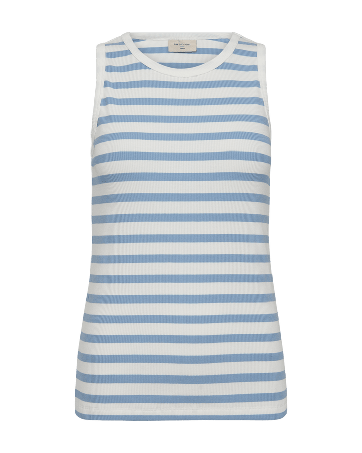 Freequent - Top Effy Off White & Chambray Blue - Luxedy