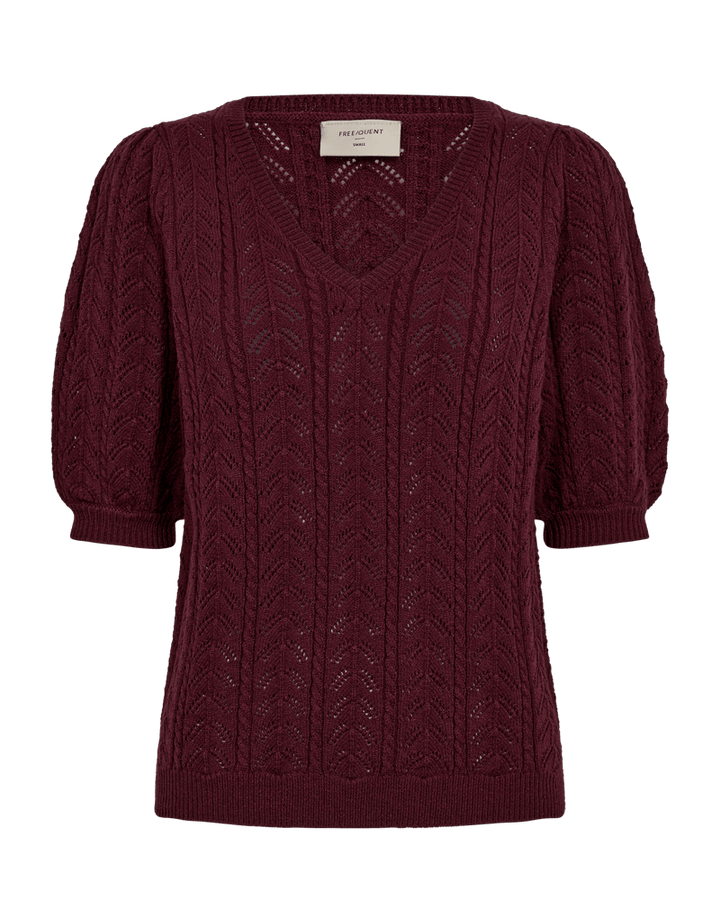 Freequent - Trui Clarry Port Royal Burgundy V - Neck - Luxedy