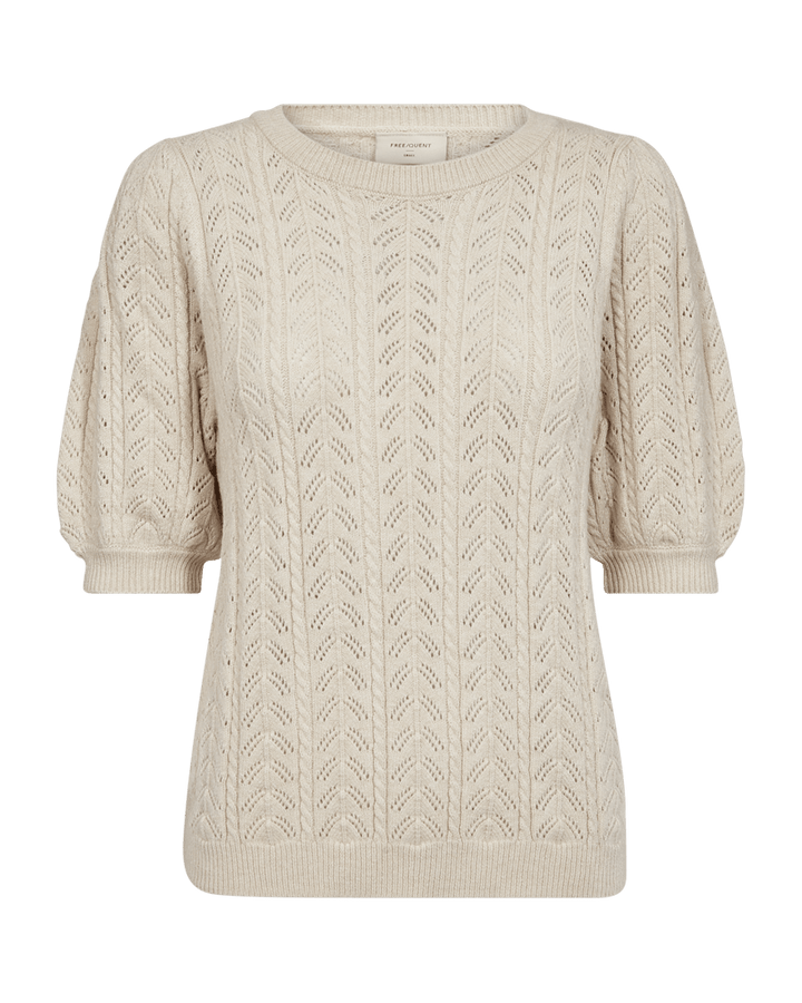 Freequent - Trui Clarry Sand Melange Round Neck - Luxedy