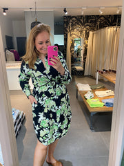 Freequent - Jurk Mison Black With Piquant Green Flowers