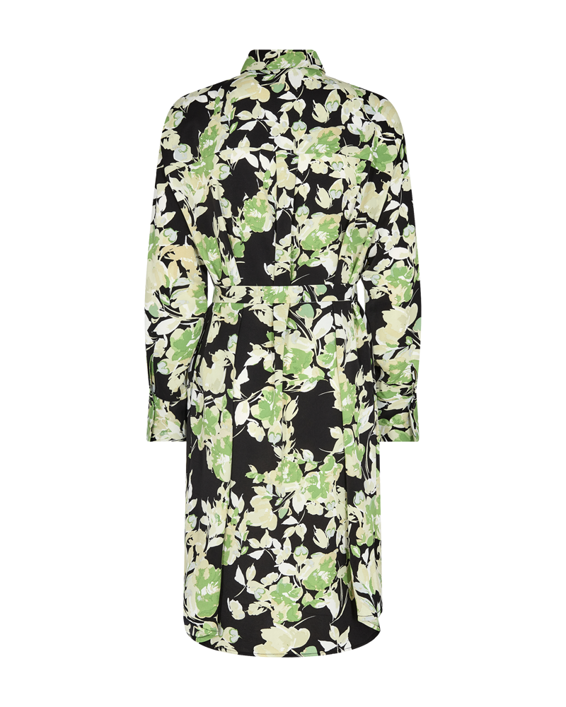 Freequent - Jurk Mison Black With Piquant Green Flowers