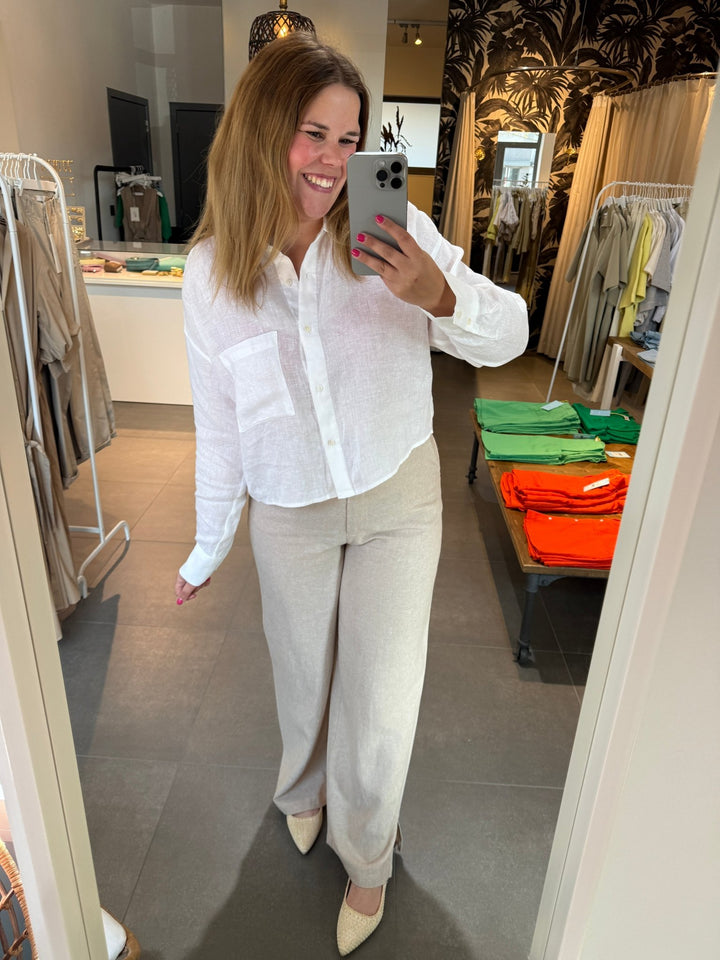 JcSophie - Blouse Henley Offwhite - Luxedy