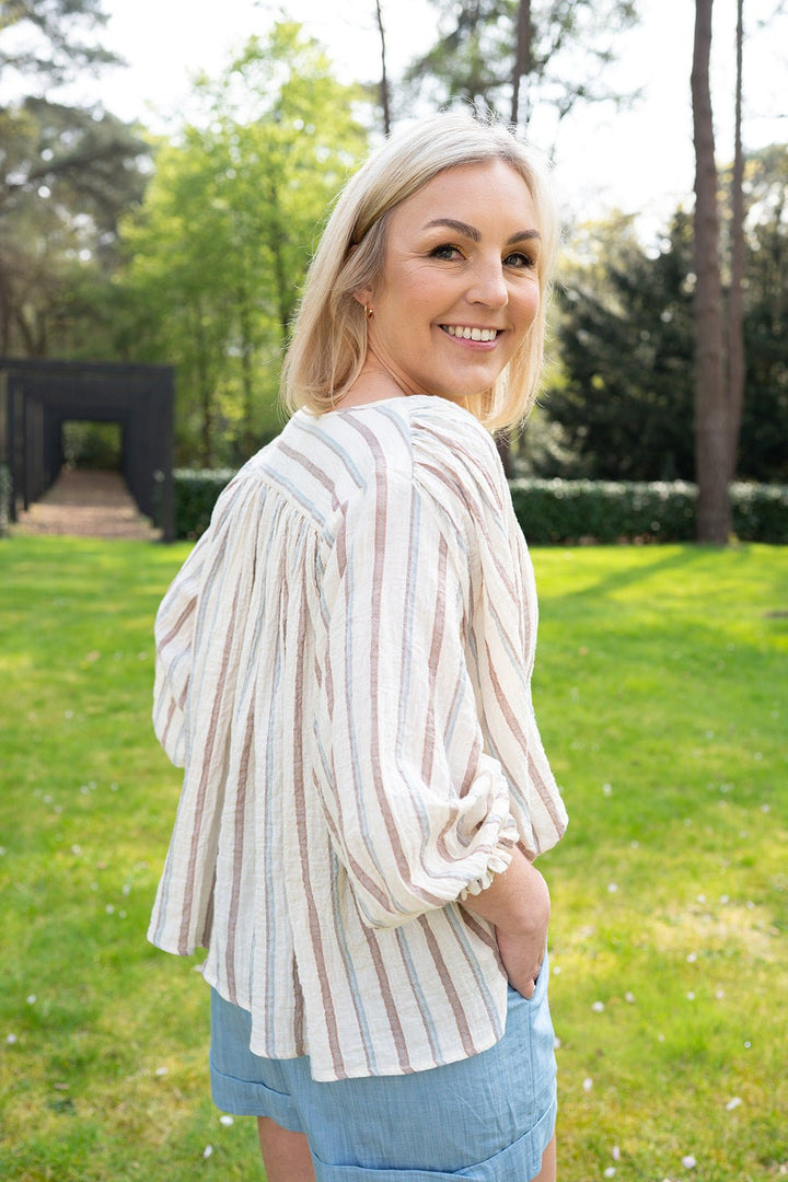 JcSophie - Blouse Honey Cream Stripes - Luxedy