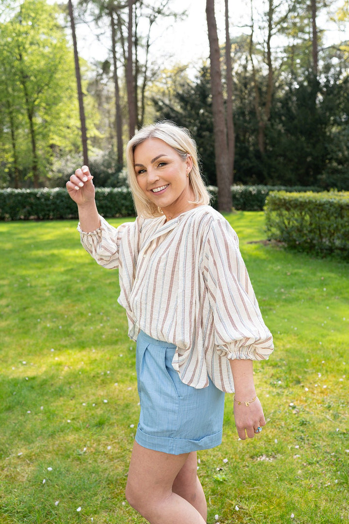 JcSophie - Blouse Honey Cream Stripes - Luxedy