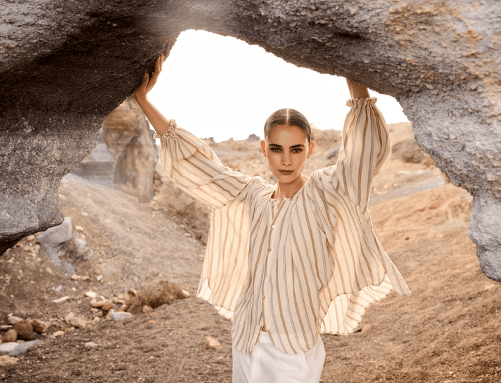 JcSophie - Blouse Honey Cream Stripes - Luxedy