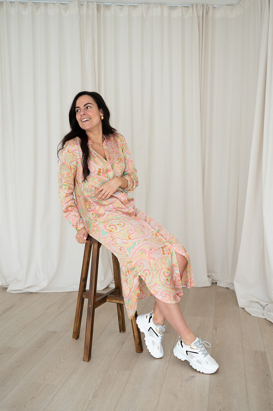 JcSophie - Jurk Corbin Apricot Paisley - Luxedy