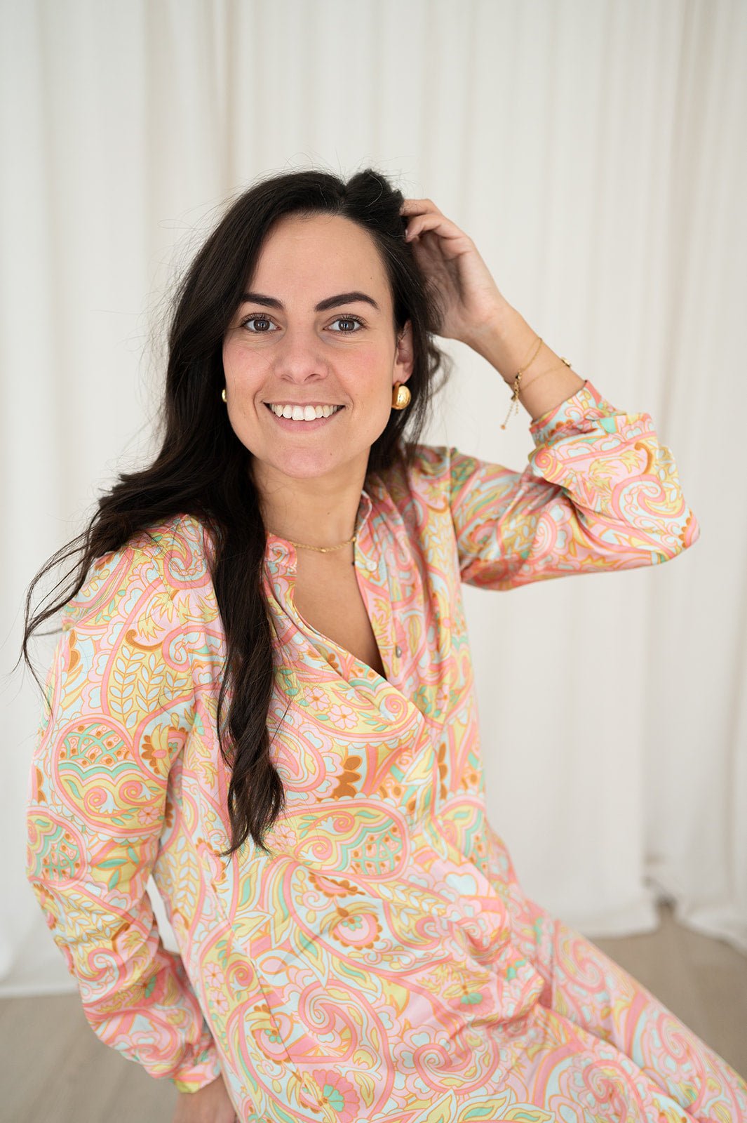JcSophie - Jurk Corbin Apricot Paisley - Luxedy