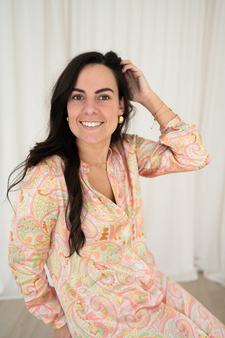 JcSophie - Jurk Corbin Apricot Paisley - Luxedy