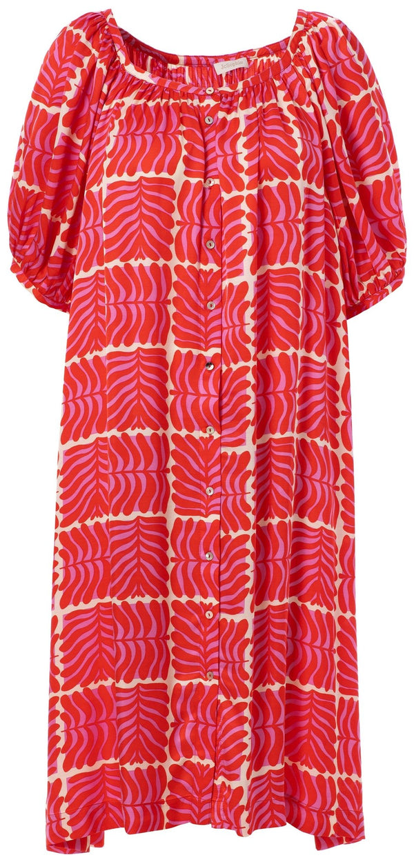 JcSophie - Jurk Dale Red Palm Leaf - Luxedy