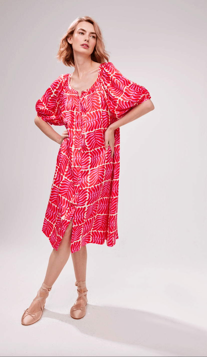 JcSophie - Jurk Dale Red Palm Leaf - Luxedy