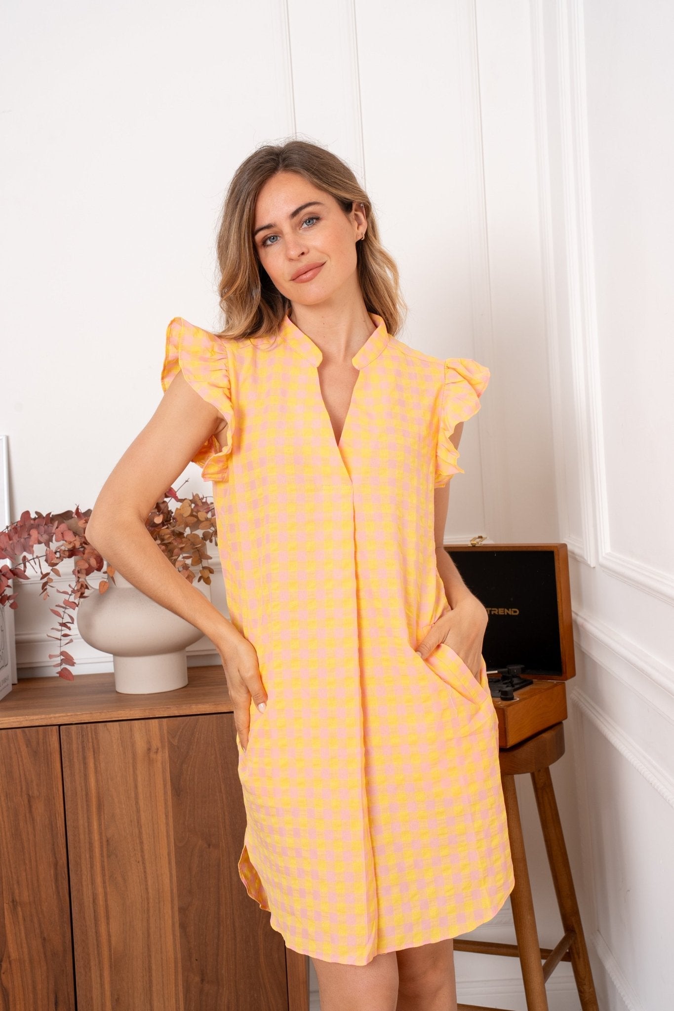 Jurk Luna Yellow Pink - Luxedy