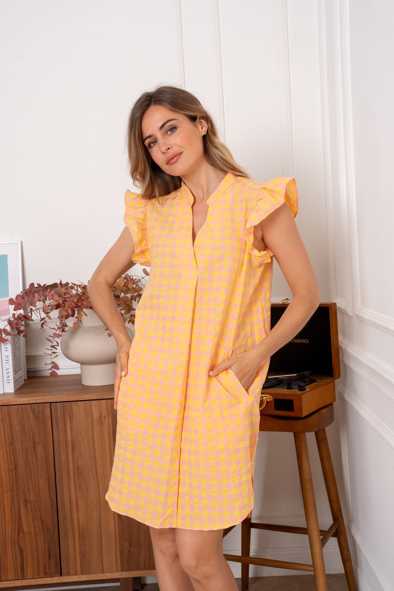 Jurk Luna Yellow Pink - Luxedy