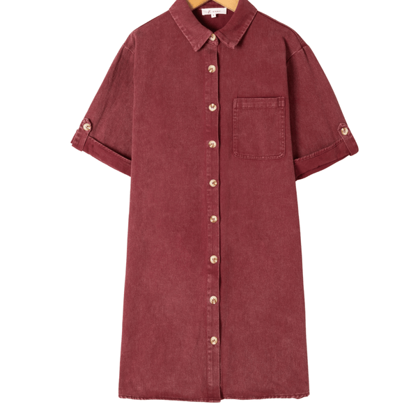 Jurk Vivienne Button Bordeaux - Luxedy