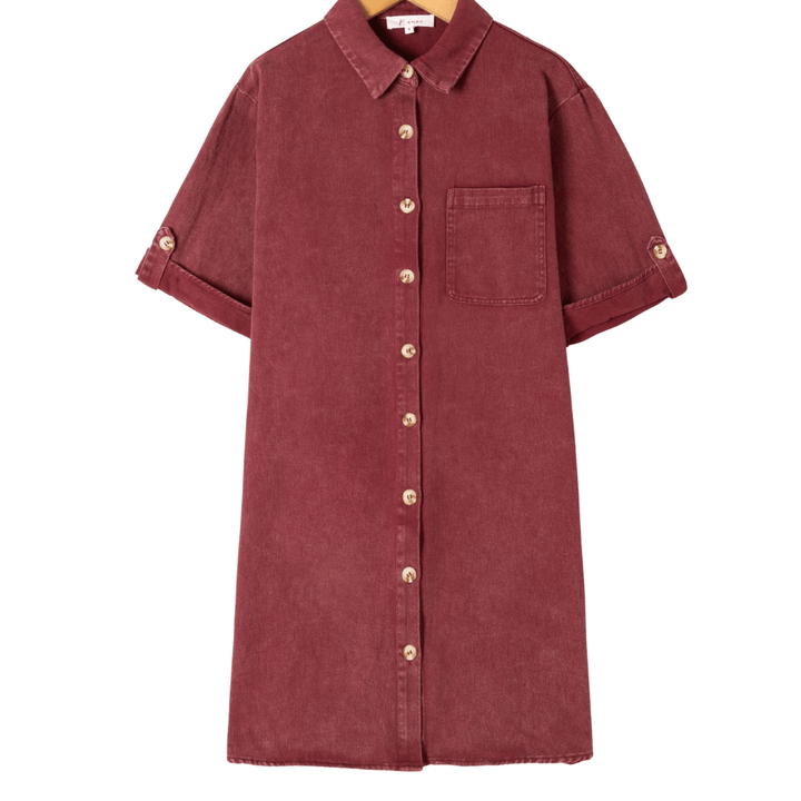 Jurk Vivienne Button Bordeaux - Luxedy