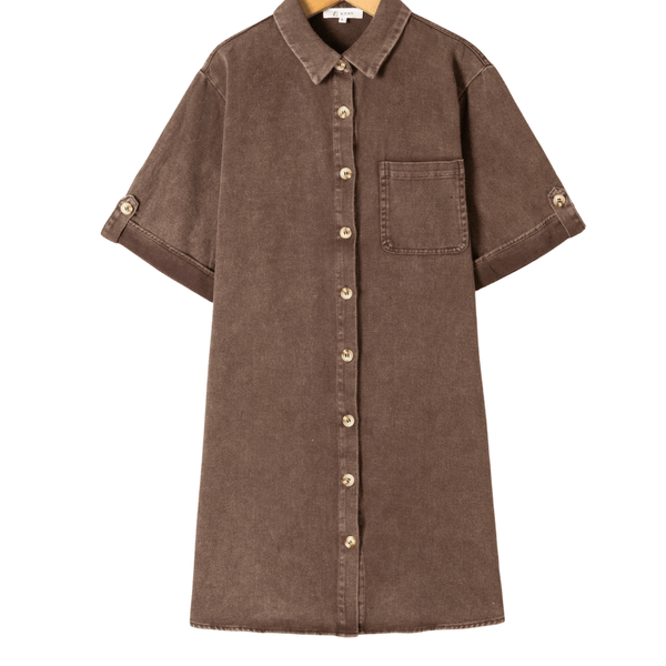 Jurk Vivienne Button Chocolade Bruin - Luxedy