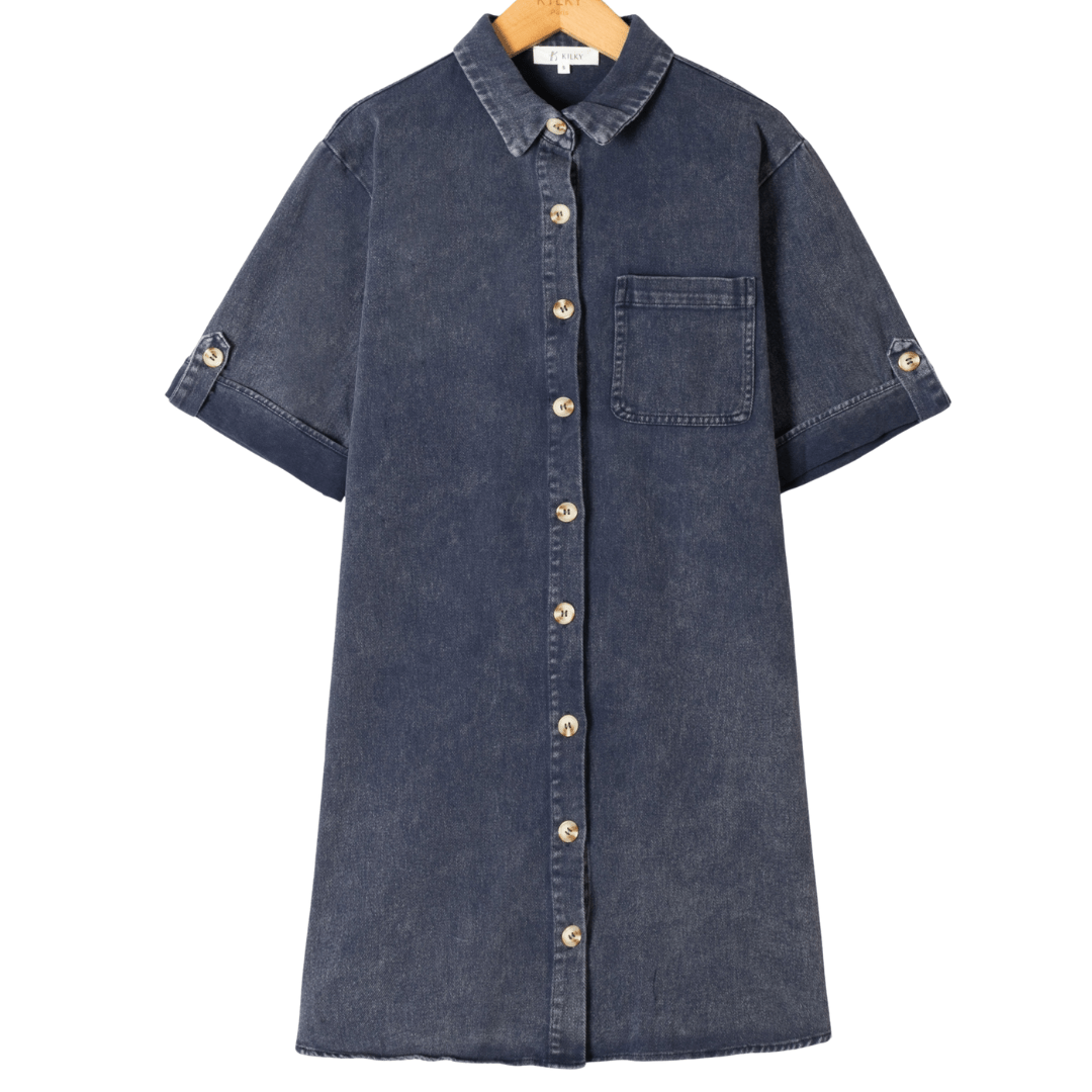 Jurk Vivienne Button Marine Blauw - Luxedy