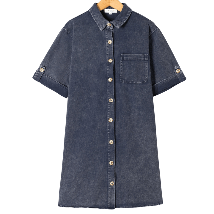 Jurk Vivienne Button Marine Blauw - Luxedy