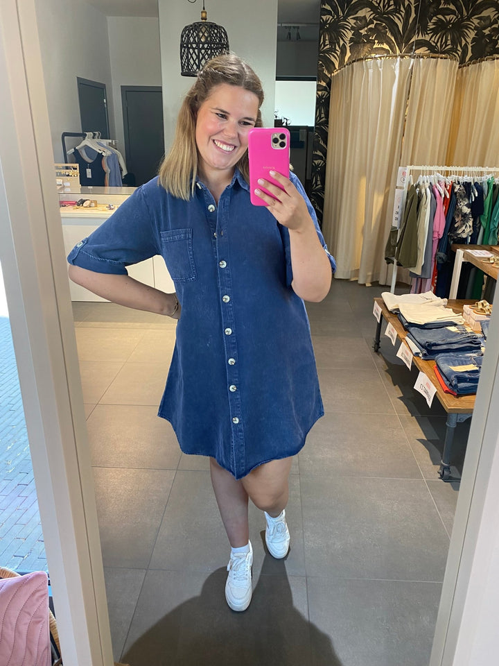 Jurk Vivienne Button Marine Blauw - Luxedy