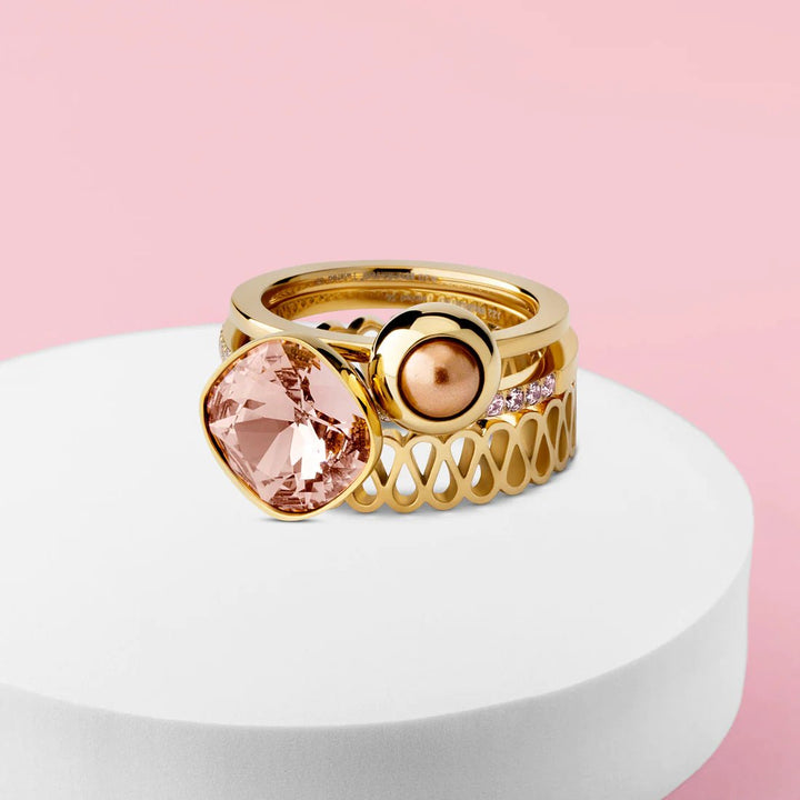 Melano - Steen Twisted Circular Vintage Rose Goud/Zilver - Luxedy