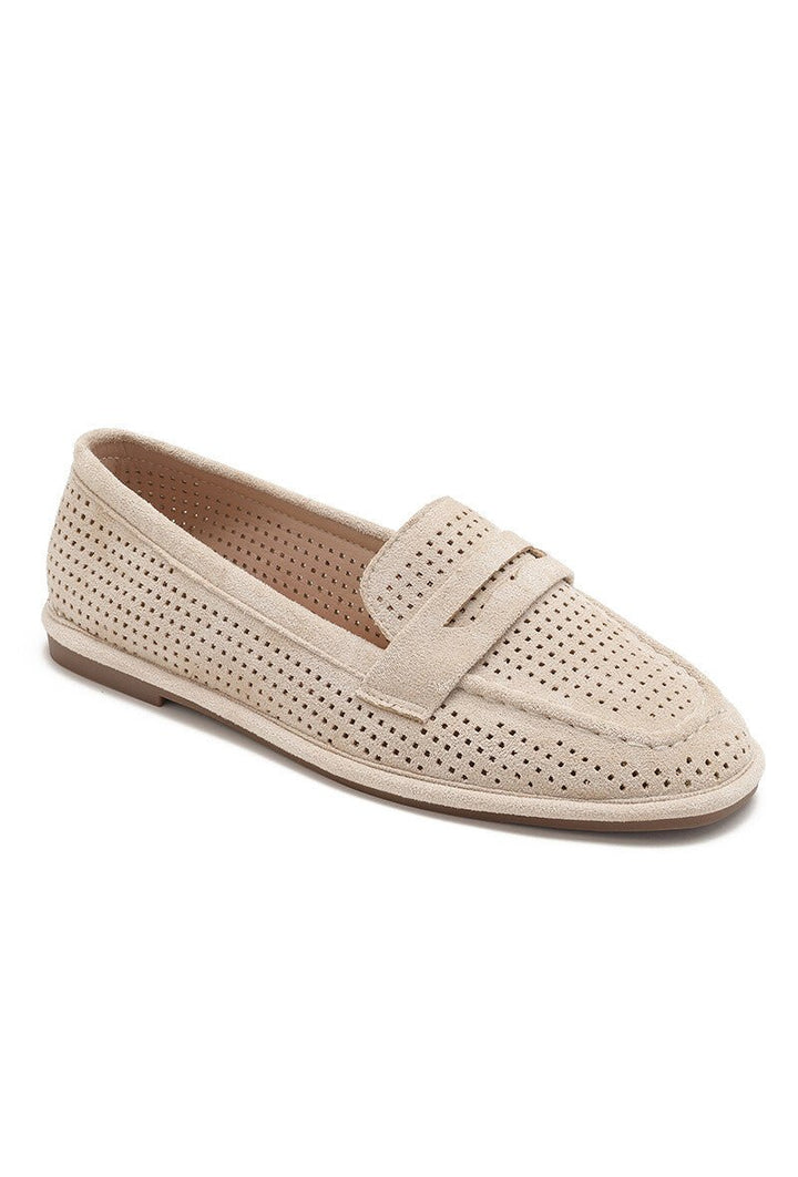 Mocassin Lola Perforated Beige - Luxedy