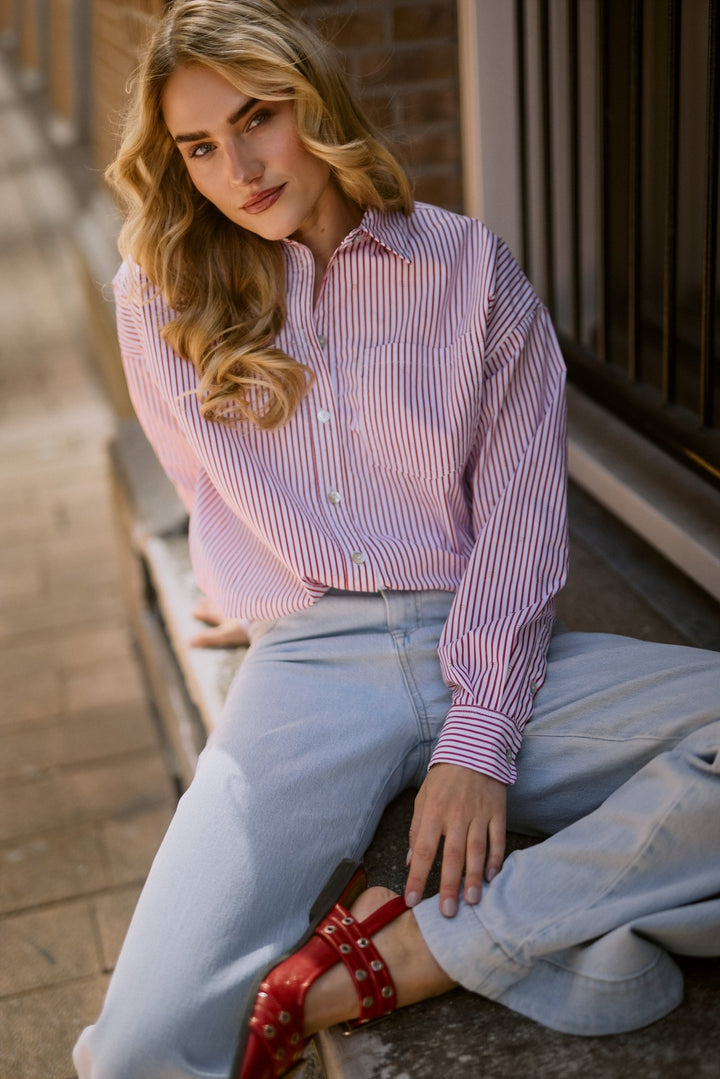 NUKUS - Blouse Ariana Stripe Kiss & Offwhite - Luxedy