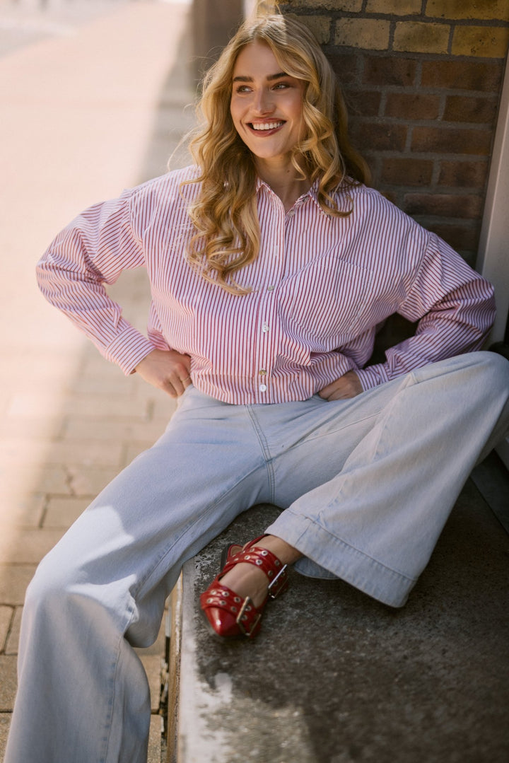 NUKUS - Blouse Ariana Stripe Kiss & Offwhite - Luxedy