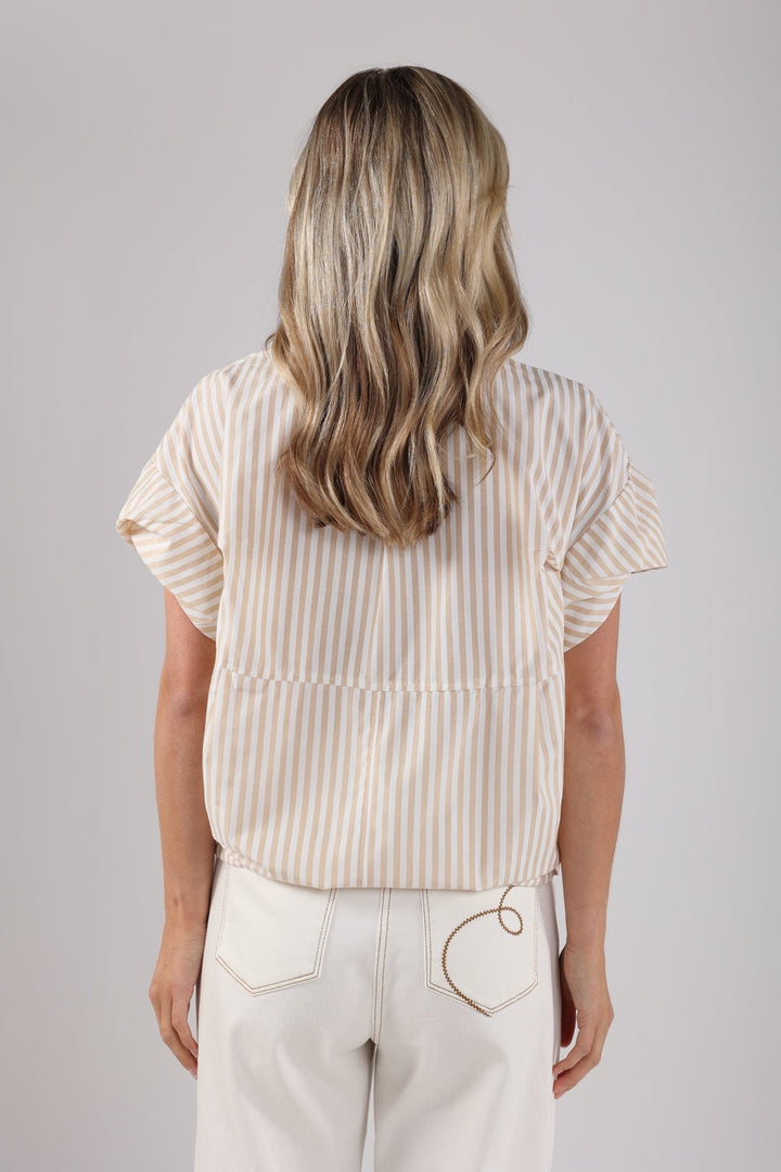 NUKUS - Blouse Catalina Stripe Offwhite / Sand - Luxedy