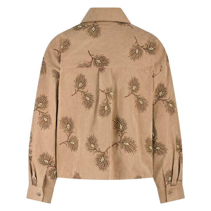 NUKUS - Blouse Iris Embroidery Camel - Luxedy