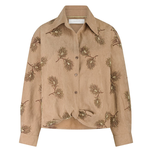 NUKUS - Blouse Iris Embroidery Camel - Luxedy