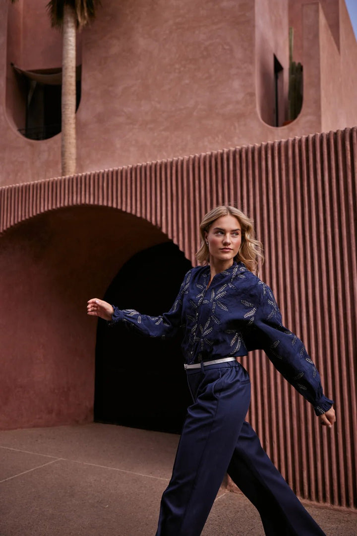 NUKUS - Blouse Jenna Embroidery Navy - Luxedy