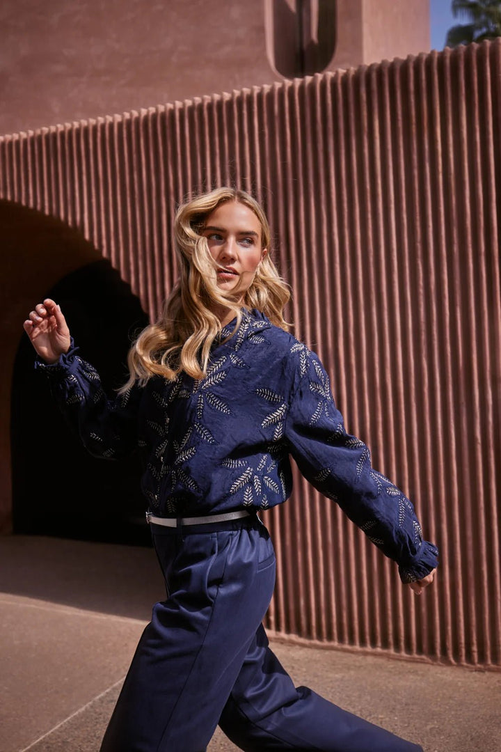 NUKUS - Blouse Jenna Embroidery Navy - Luxedy
