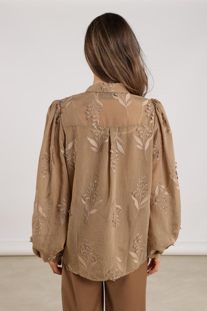 NUKUS - Blouse Jolies Embroidery Camel - Luxedy