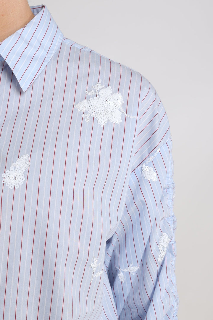 NUKUS - Blouse Rosa Stripe Sky Blue & Kiss - Luxedy