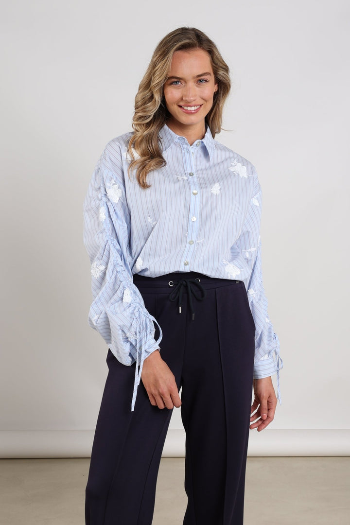 NUKUS - Blouse Rosa Stripe Sky Blue & Kiss - Luxedy