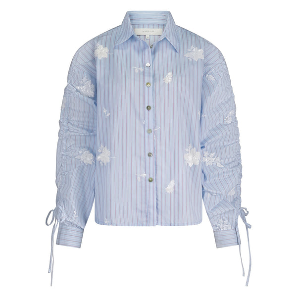 NUKUS - Blouse Rosa Stripe Sky Blue & Kiss - Luxedy
