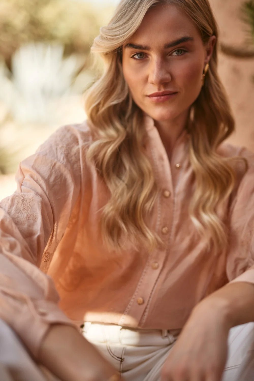 NUKUS - Blouse Rosan Embroidery Powder Pink - Luxedy