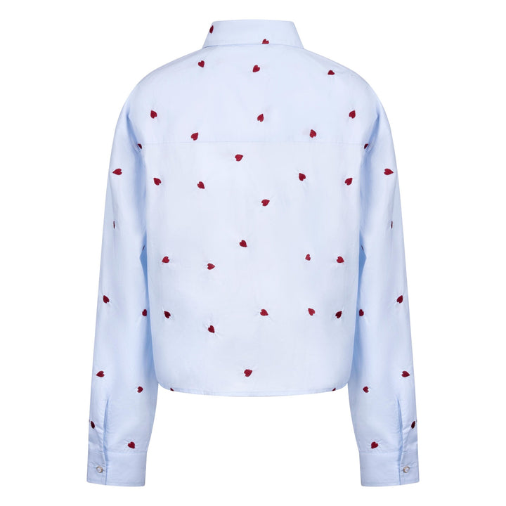 NUKUS - Blouse Sorrento Heart Sky Blue & Kiss - Luxedy