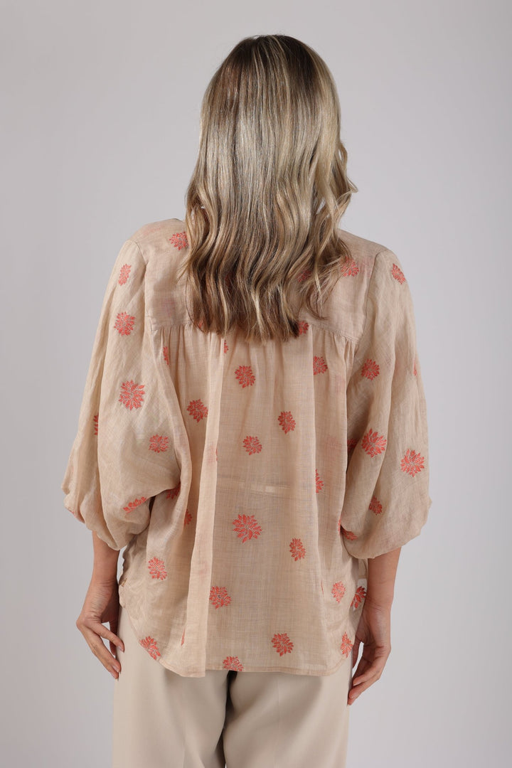 NUKUS - Blouse Tina Embroidery Sand - Luxedy