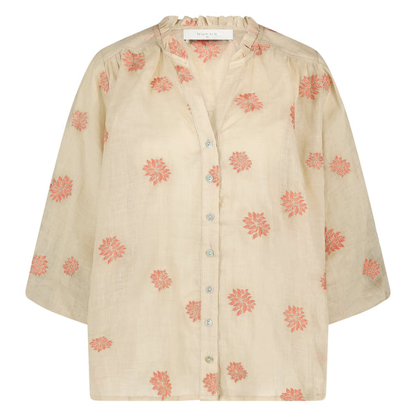 NUKUS - Blouse Tina Embroidery Sand - Luxedy