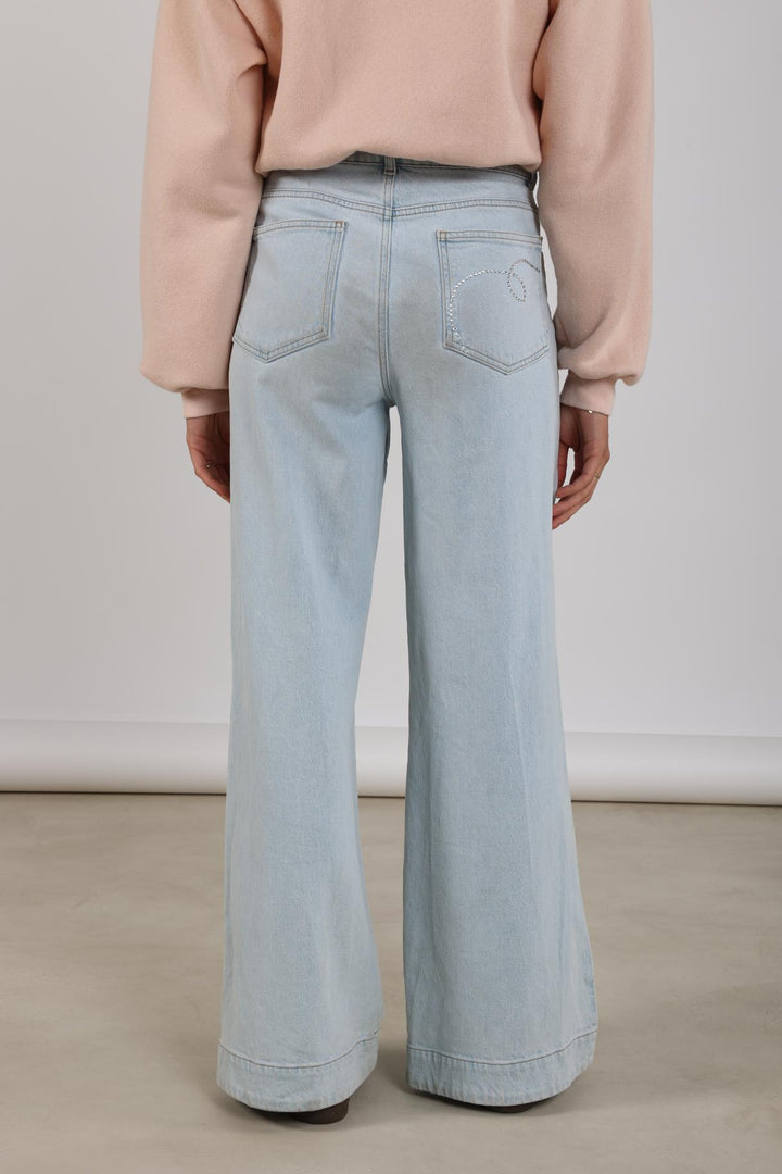 NUKUS - Broek Abby Denim Strass Bleached - Luxedy