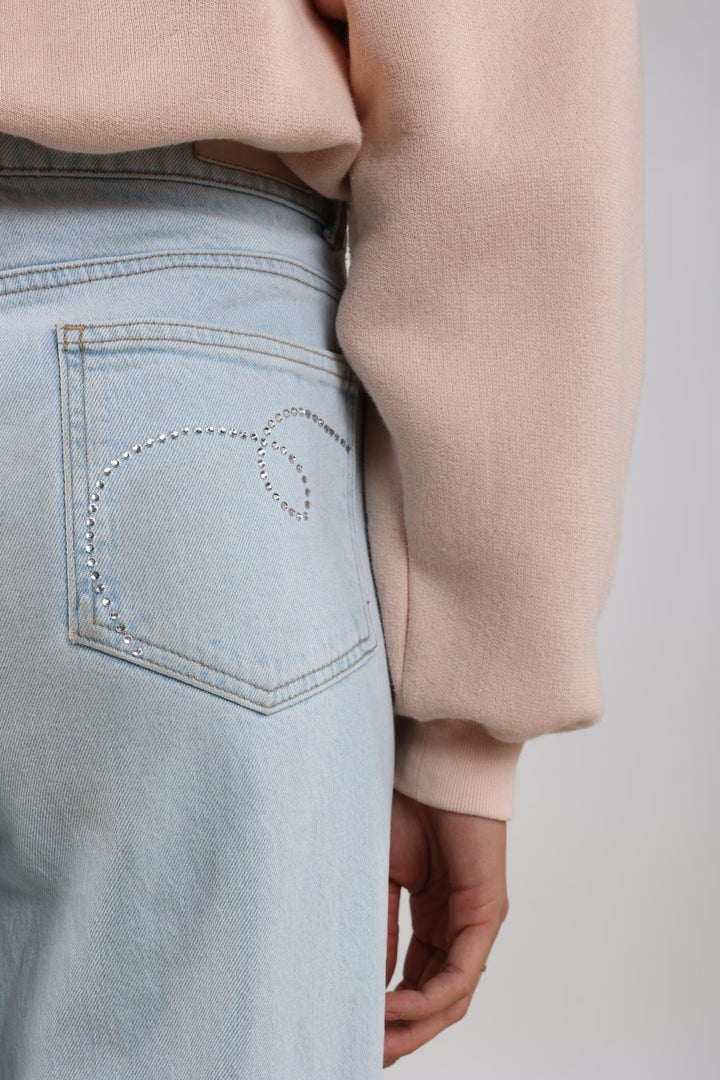 NUKUS - Broek Abby Denim Strass Bleached - Luxedy