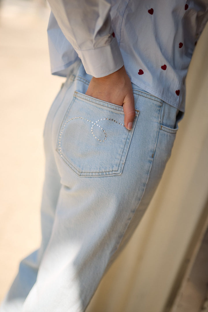 NUKUS - Broek Abby Denim Strass Bleached - Luxedy